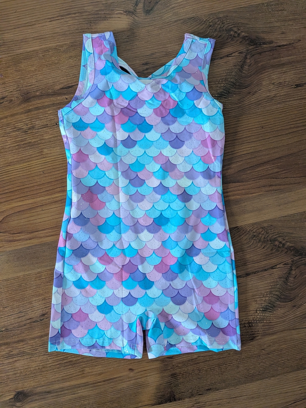 NWOT  Mermaid Gymnastics Leotard With Shorts For Girls